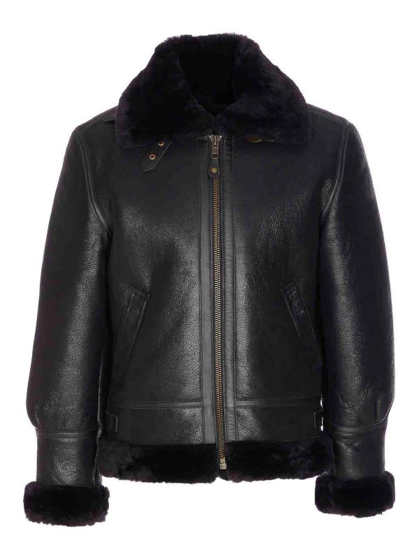 SCHOTT NYC: leather jacket - Shearling Leather Jacket