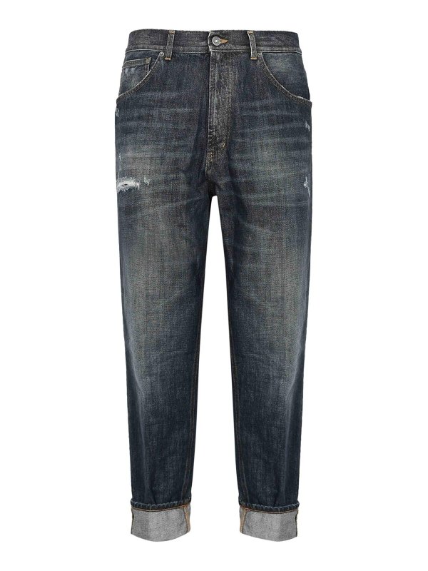 DONDUP: straight leg jeans - Paco Loose Jeans In Recycled Cotton Denim
