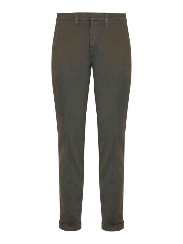 FAY: casual trousers - Slim Fit Cotton Gabardine Trousers