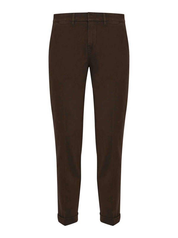 FAY: casual trousers - Slim Fit Cotton Gabardine Trousers