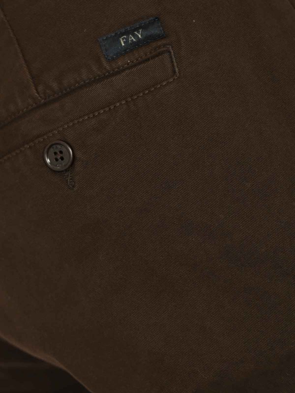 The Best Shops FAY: casual trousers - Slim Fit Cotton Gabardine Trousers