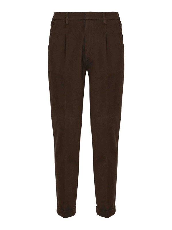 FAY: casual trousers - Slim Capri Pants In Cotton Gabardine