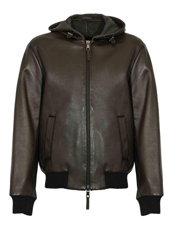 LEATHER AUTHORITY: Chaquetas de cuero - Chaqueta De Cuero - Marrón Oscuro