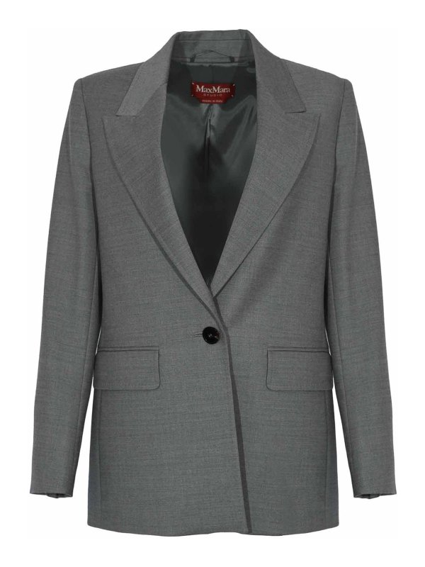 MAX MARA STUDIO: blazers - Bolsena Regular Fit Flannel Blazer