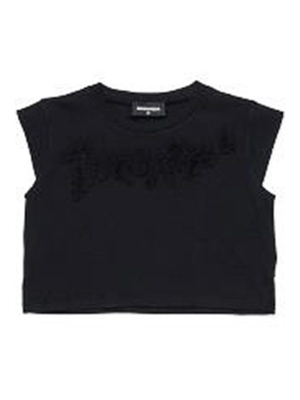 DSQUARED2: t-shirts - Crop Sleeveless T-Shirt