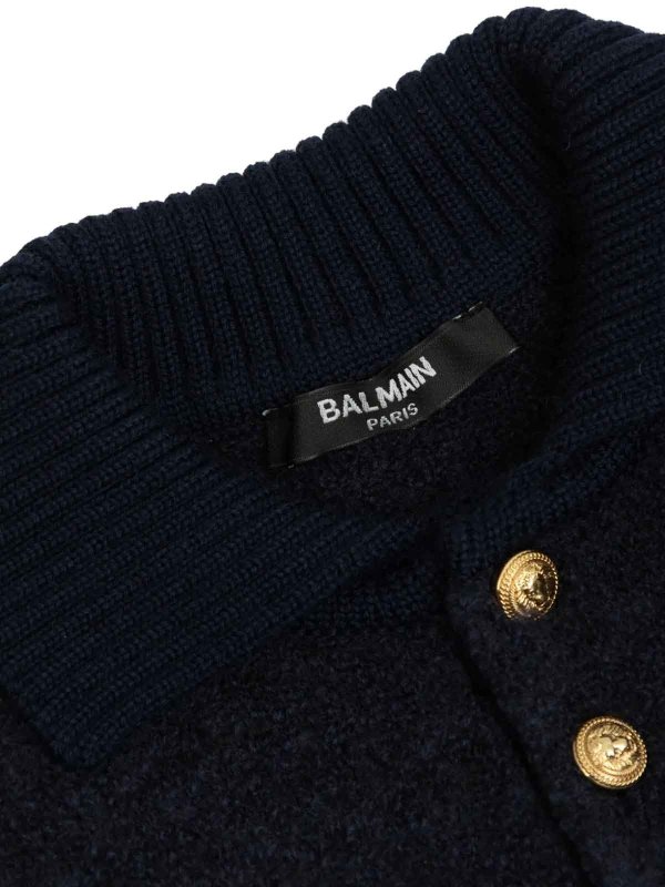 The Best Shops Balmain: Strickpullover mit Rundhalsausschnitt - Rundhalspullover - Blau