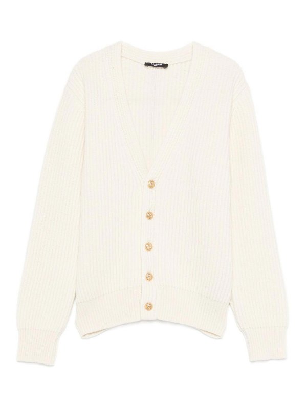 Balmain: cardigan - Cardigan Con Ricamo