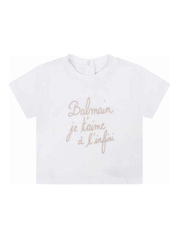 Balmain: t-shirt - T-Shirt Con Stampa