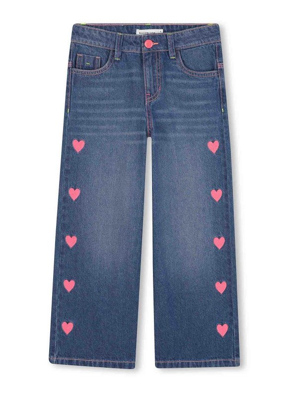 BILLIEBLUSH: straight leg jeans - Jeans With Heart Embroidery
