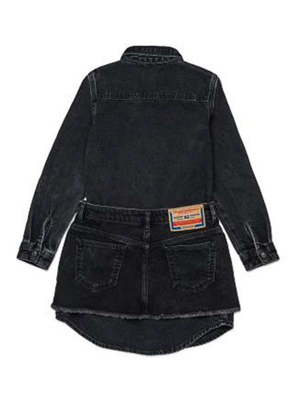 DIESEL: knee length dresses online - Denim Dress With Logo