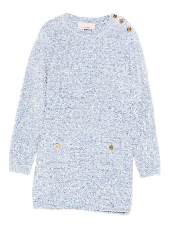 ELISABETTA FRANCHI: knee length dresses - Knitted dress with buttons