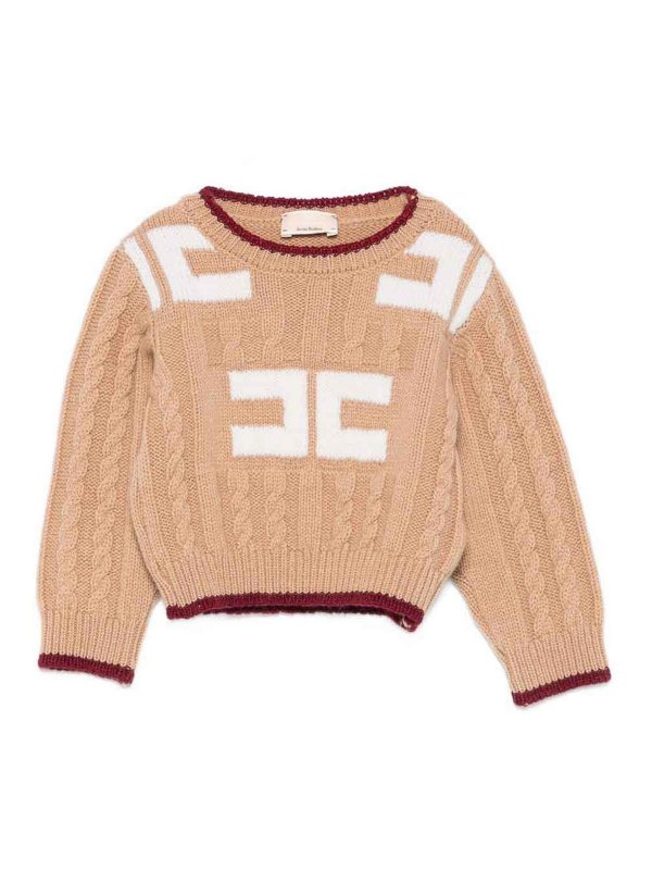 ELISABETTA FRANCHI: crew necks - Pullover With Woven Knit