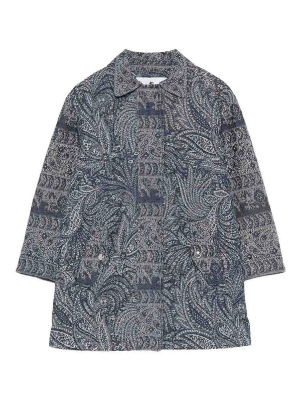 ETRO: ニーレングスコート - 膝丈コート - ブルー