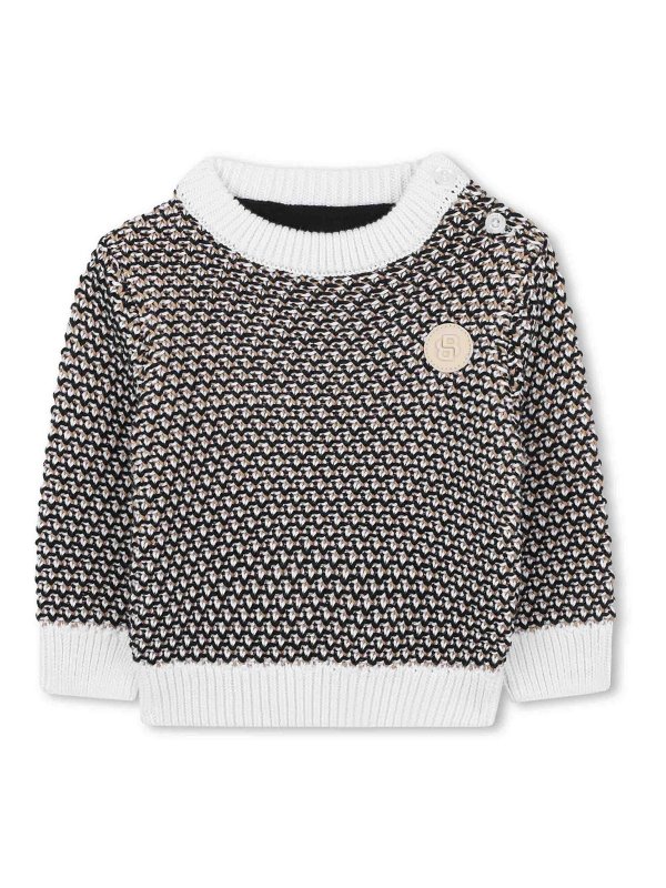 Hugo Boss: Strickpullover mit Rundhalsausschnitt - Rundhalspullover - Schwarz