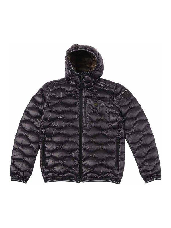 BLAUER: padded jackets - Black Short Down Jacket With Hood