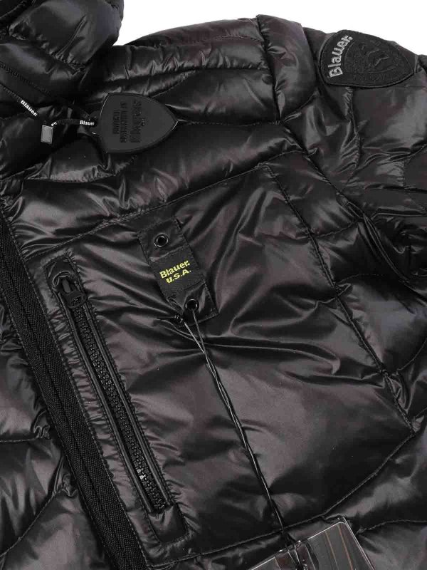 The Best Shops BLAUER: padded jackets - Black Short Down Jacket With Hood