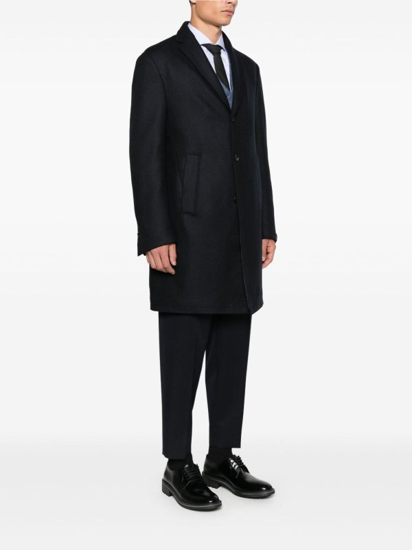 Navy Blue Single-Breasted Coat shop online: CORNELIANI