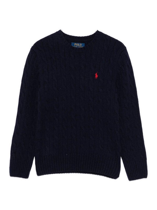 POLO RALPH LAUREN: Strickpullover mit Rundhalsausschnitt - Rundhalspullover - Blau