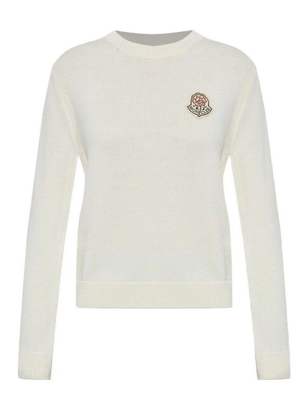 MONCLER: Strickpullover mit Rundhalsausschnitt - Rundhalspullover - Beige