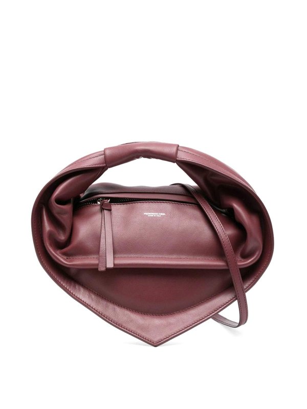 FEDERICO CINA: totes bags - Midi Bag In Burgundy Leather