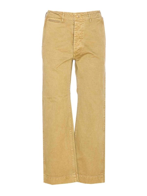 AURALEE: pantaloni casual - Pantaloni tinti in prodotto beige