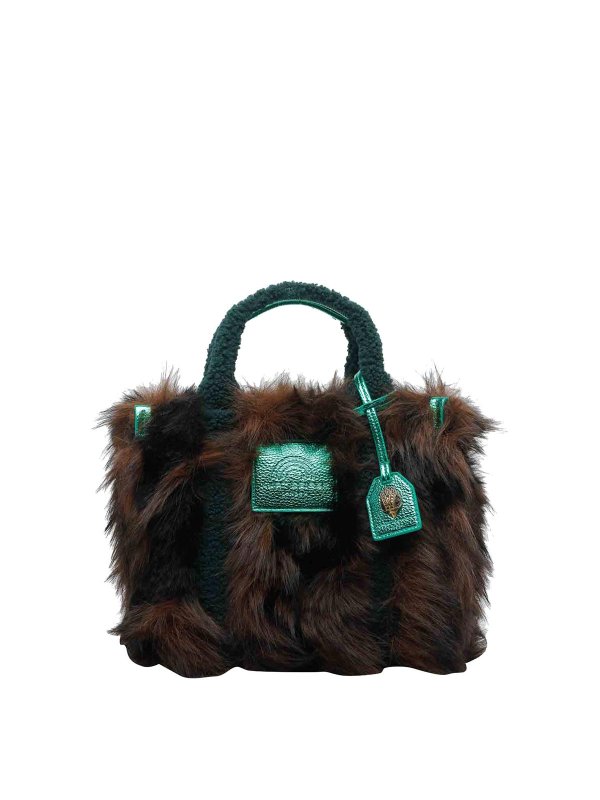 KURT GEIGER: totes bags - Dark Brown Faux Fur Tote Bag
