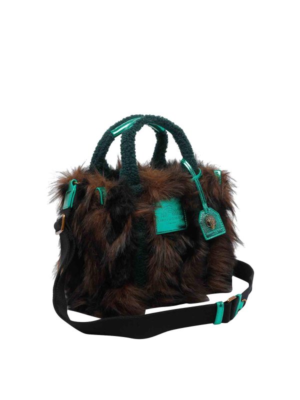 KURT GEIGER: totes bags online - Dark Brown Faux Fur Tote Bag