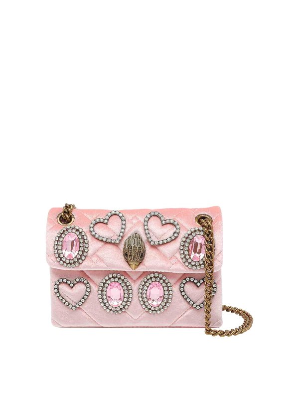 KURT GEIGER: cross body bags - Velvet Mini Kensigton Crossbody Bag