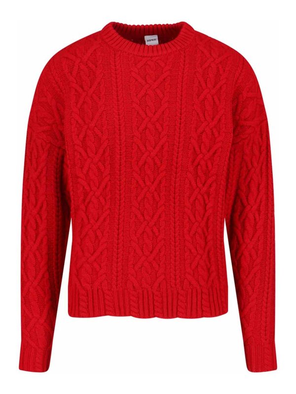 ASPESI: Suéteres con cuello pico - Suéter Cuello Redondo - Rojo