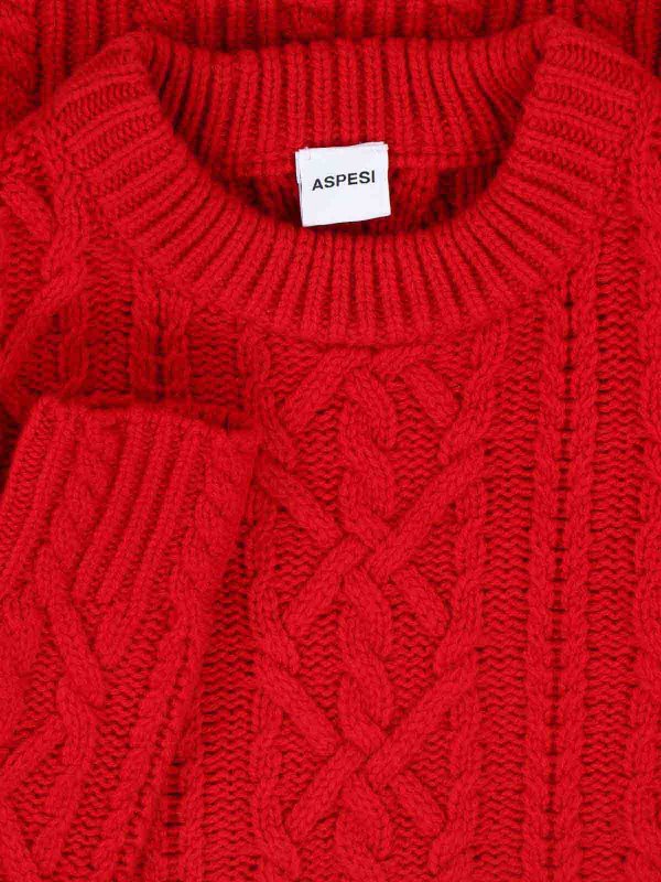 The Best Shops ASPESI: Suéteres con cuello pico - Suéter Cuello Redondo - Rojo
