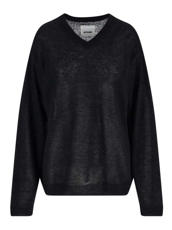 MYTHINKS: Strickpullover mit Rundhalsausschnitt - Rundhalspullover - Schwarz