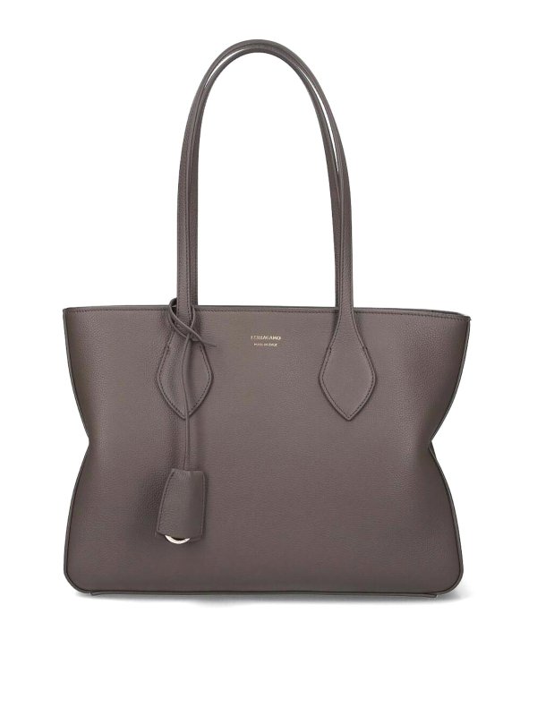 FERRAGAMO: Sacs à main - Sac Cabas - Gris