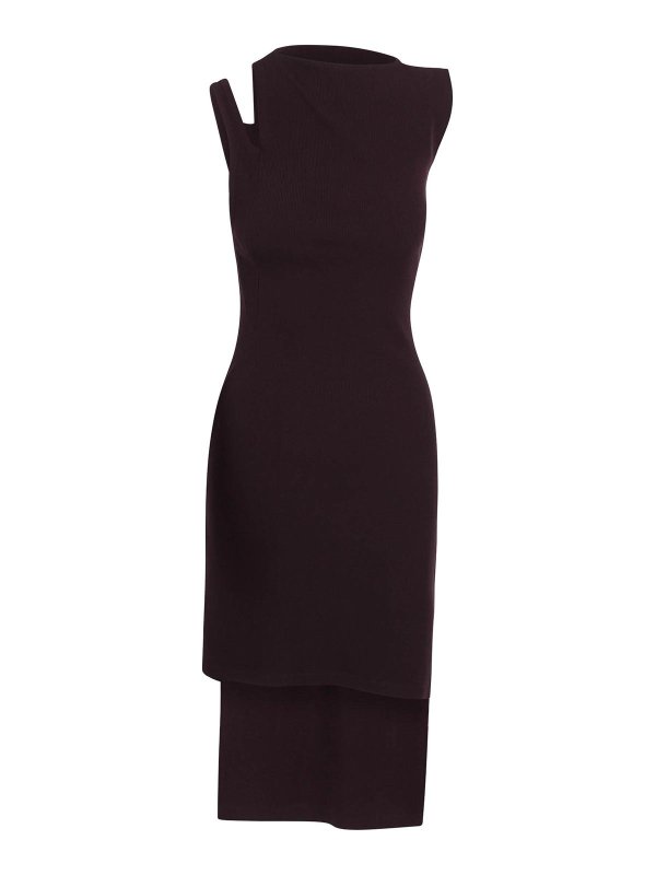 Courreges: knee length dresses - Asymmetric Ribbed Dress