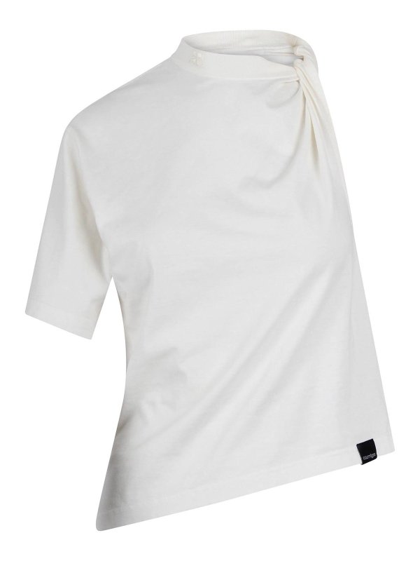 Courreges: t-shirts - Asymmetric Draped T-Shirt