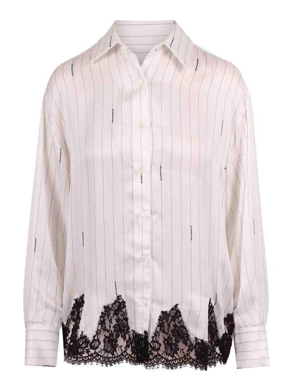 ERMANNO FIRENZE: shirts - Pinstriped Shirt with Lace
