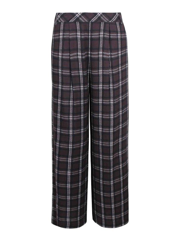 ERMANNO FIRENZE: casual trousers - Wide-Length Checked Flannel Pants