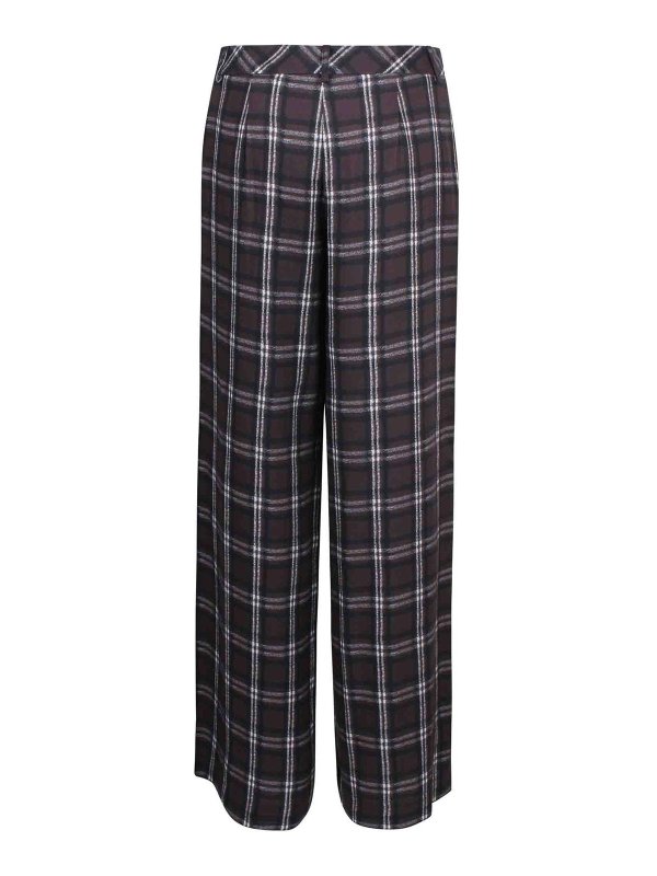 ERMANNO FIRENZE: casual trousers online - Wide-Length Checked Flannel Pants