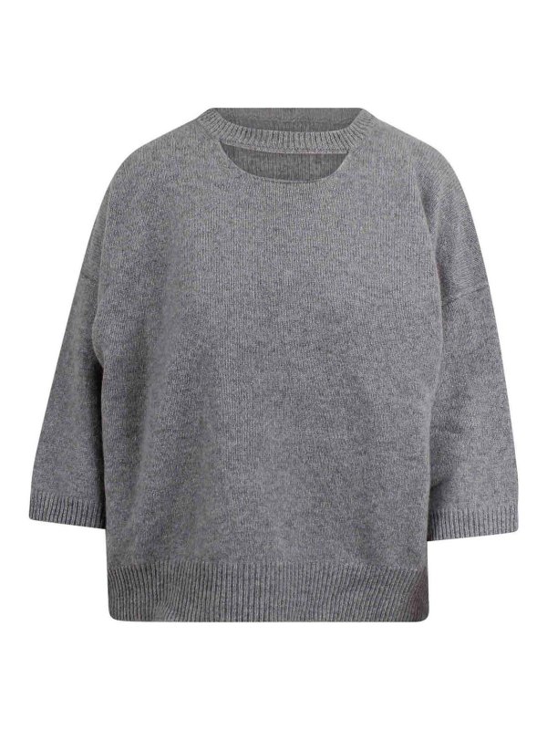 FEDERICA TOSI: Strickpullover mit Rundhalsausschnitt - Rundhalspullover - Grau