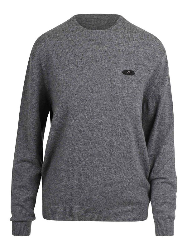 N°21: crew necks - Sweater Wool with Logo Tag