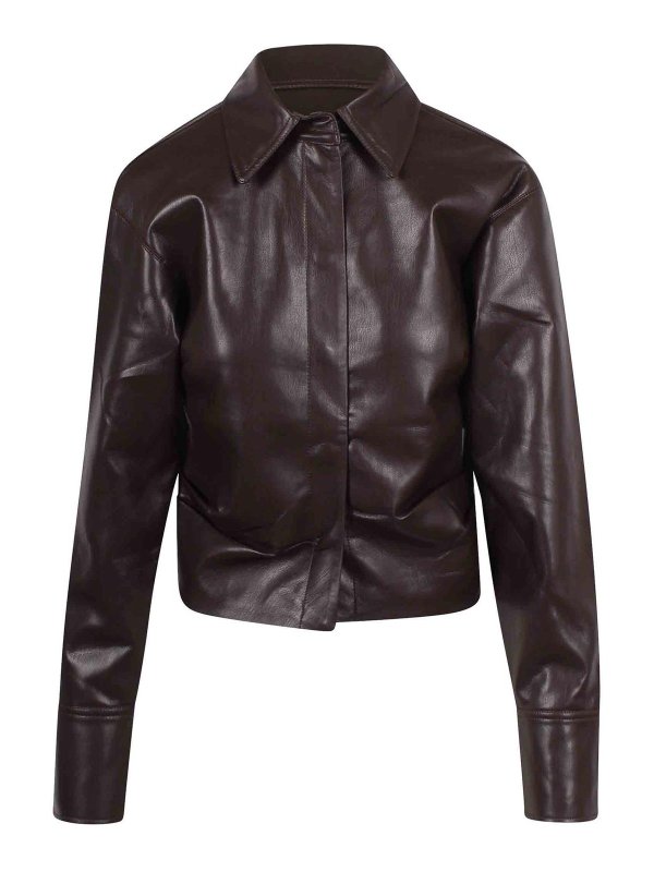 NANUSHKA: shirts - Okobor Faux Leather Shirt Draped at the Hips