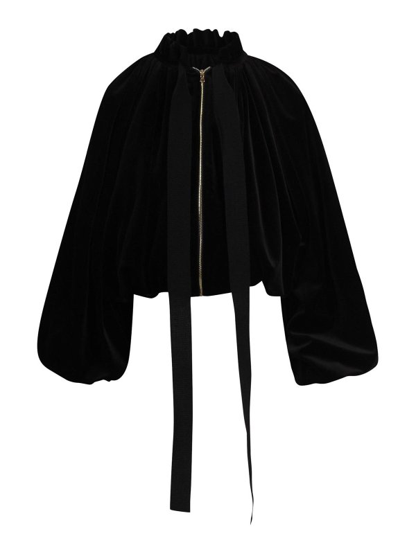 PATOU: casual jackets - Voluminous Draped Velvet Jacket