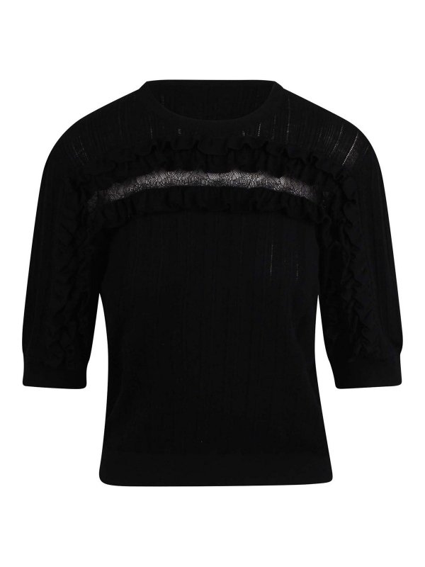 ULLA JOHNSON: Strickpullover mit Rundhalsausschnitt - Rundhalspullover - Schwarz