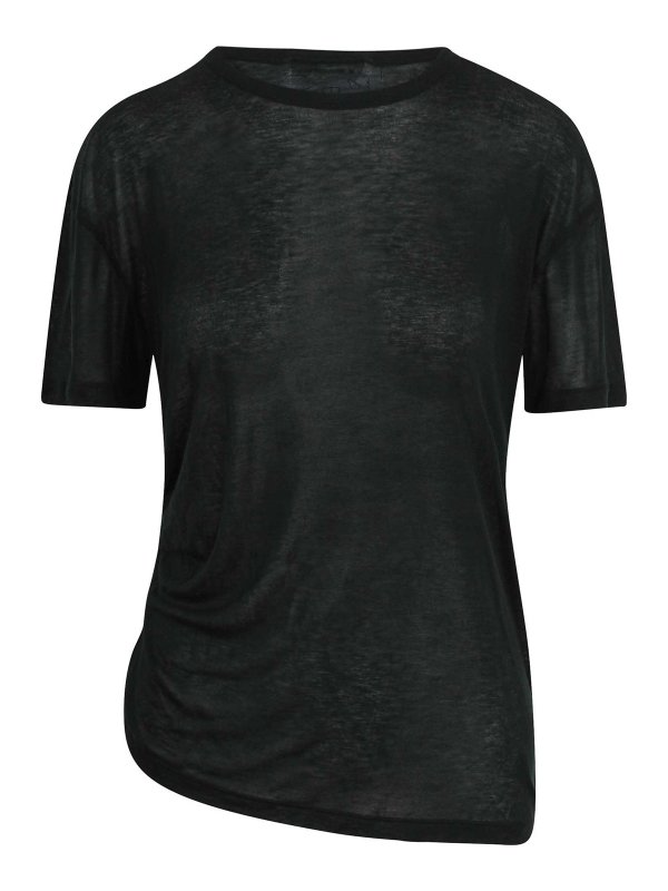 VICTORIA BECKHAM: t-shirt - T-Shirt Semi-Trasparente Leggera Asimmetrica