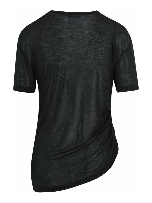 VICTORIA BECKHAM: t-shirt online - T-Shirt Semi-Trasparente Leggera Asimmetrica