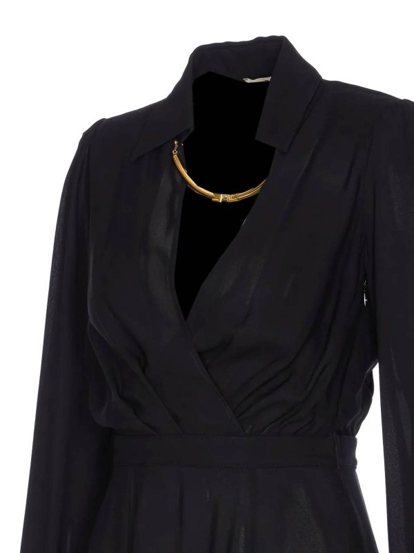 膝丈ドレス - 黒 shop online: ELISABETTA FRANCHI