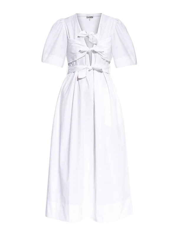 GANNI: Vestidos media pierna - Vestido Midi - Blanco