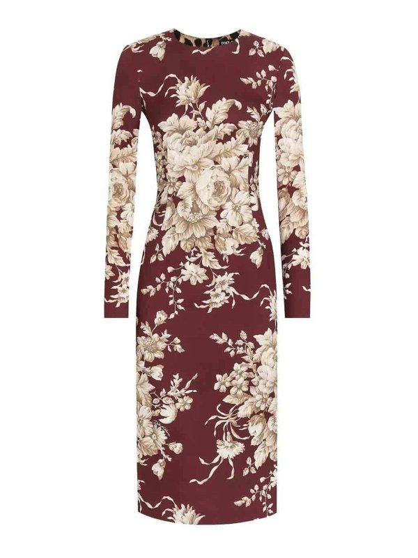 DOLCE & GABBANA: knee length dresses - Dress Rose Cretonne Fbdx