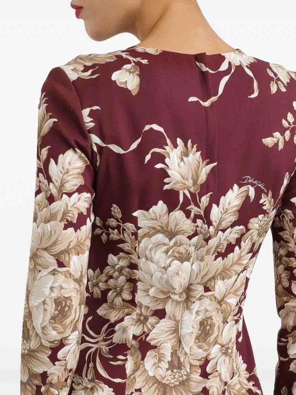 The Best Shops DOLCE & GABBANA: knee length dresses - Dress Rose Cretonne Fbdx