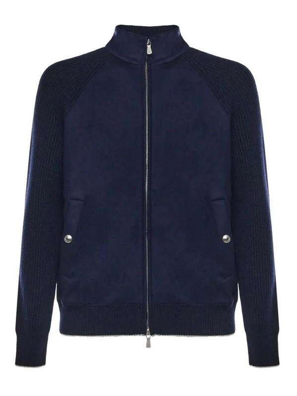 ELEVENTY: casual jackets - Full Zip Jacket Blue Light Gray
