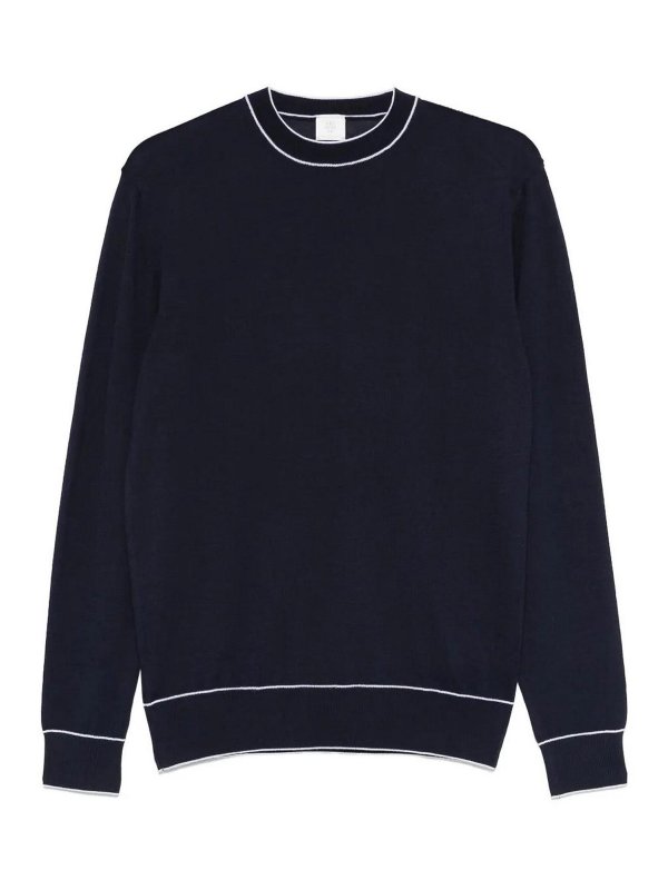 ELEVENTY: Strickpullover mit Rundhalsausschnitt - Rundhalspullover - Blau